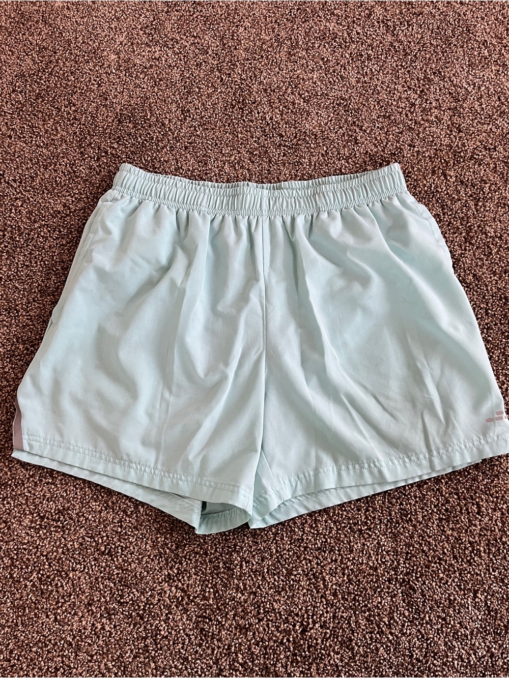 LCG Running Light Blue Mens Elastic Waist Athletic Shorts with Lining